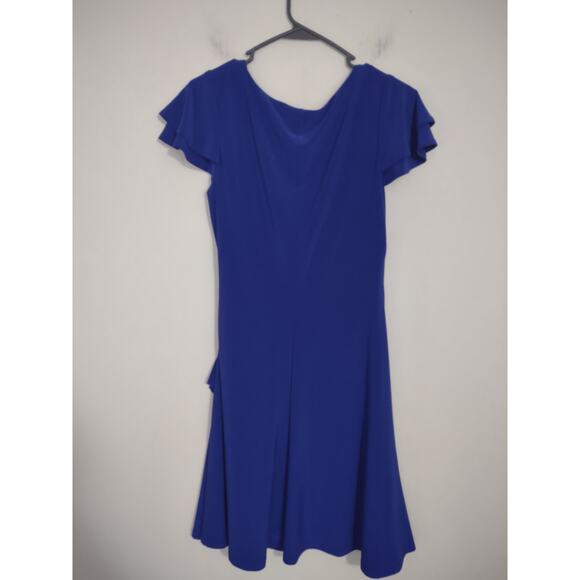 Lauren Ralph Lauren Royal Blue Faux Wrap Ruffle Dress 8 Classic Career - Picture 5 of 5